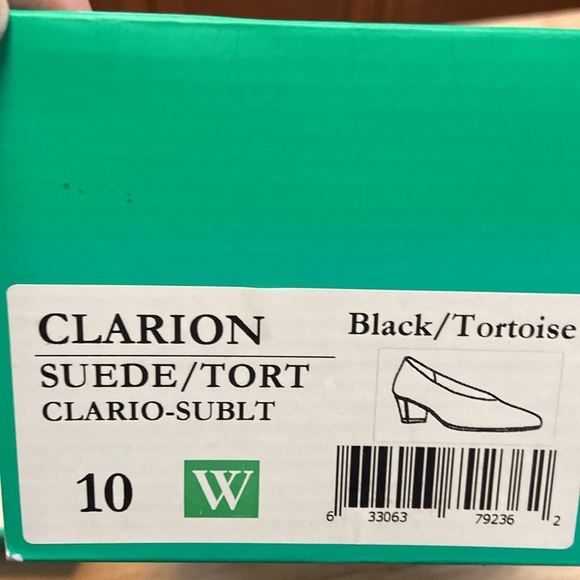 J.Reneé Black Suede Pointed Toe Heels 10W Tortoiseshell Block Heel - Picture 9 of 10